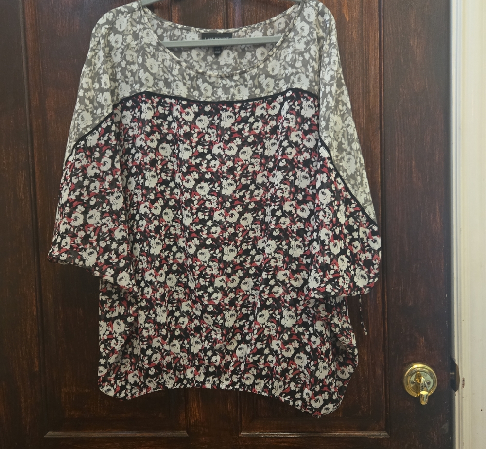 Lane Bryant Mixed Floral Dolman Top - Black, Cream & Pink